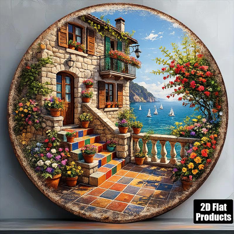 CIFBUY Vintage Mediterranean Aluminum Wall Art Waterproof Durable Coastal Patio Decor