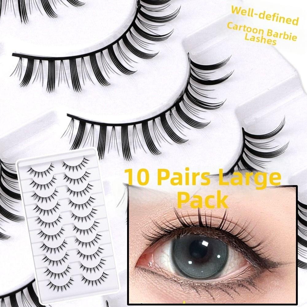 10 Pairs Fluffy Thick 3D Faux Mink Lash Glue Version Full Strip Lashes  Eye Lash Extension