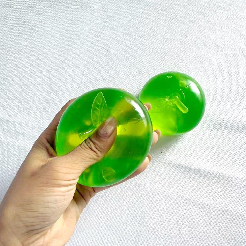 Pink & Green Apple Squishy Stress Ball Soft Fidget Sensory Toy for ADHD Autism Slow Rebound Squeeze Toy for Adults
