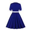 Vestido midi 50s swing para mulheres, laço, decote em v, mangas 1/2, cinto, ajuste e alargamento, vestidos de noite, ocasiões femininas, festa, saída