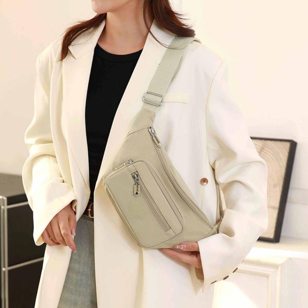 Portable Nylon Crossbody Bag Solid Color Middle Aged Tote Bag Fashion Mobile Phone Bag  Mom