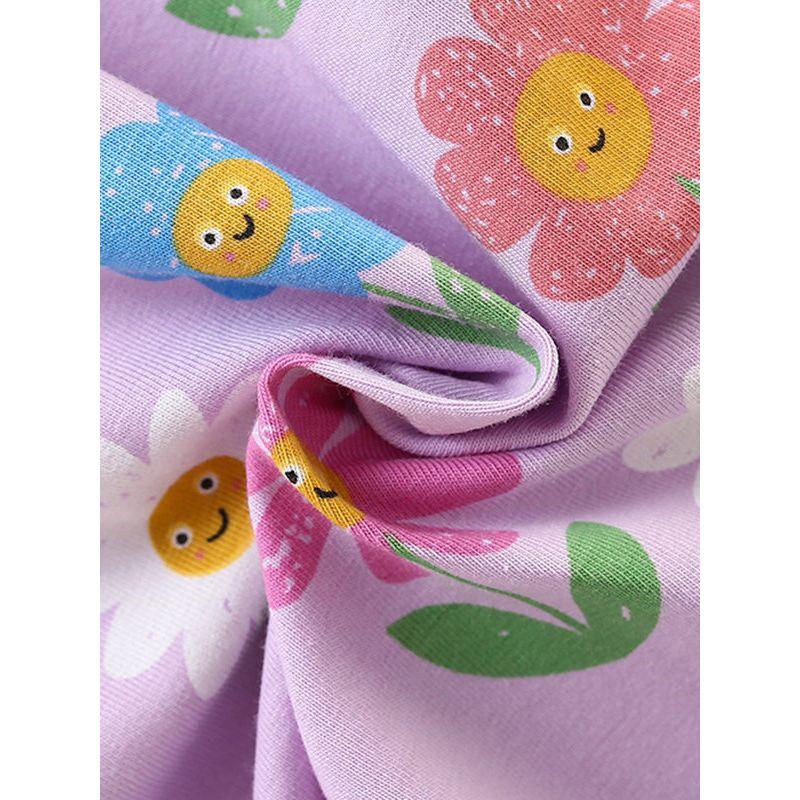 Dress, Baby Spring & Fall Clothing, Kidsren's Purple Flower Pure Cotton Princess Dress, Small and Medium-Sized Kidsren's Fashionable Knitted Dress