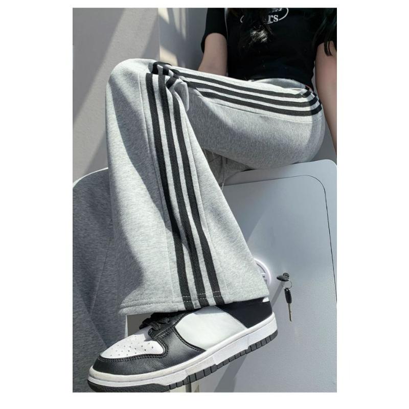 Slim Striped Splicing Micro Pants High Waist Casual Flare Pants for Women