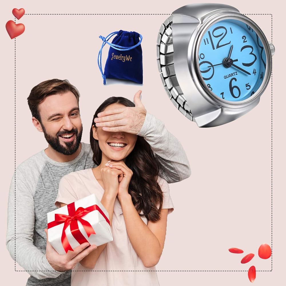 Jewelrywe Stainless Steel Analog Quartz Watch Ring Waterproof Free Size Business Casual Fashion Accessory