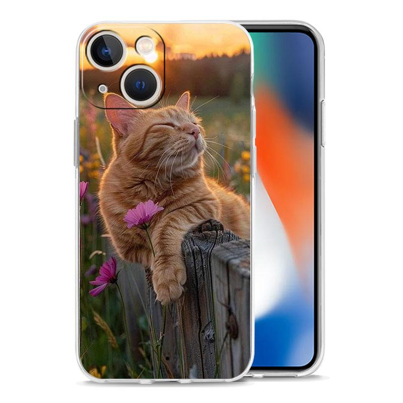 Phone Case For iPhone 16 15 14 13 12 11 Pro Max XS X XR 7 8 Plus soft Shockproof TPU Clear Cover Simple lavender Purple flowers