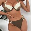 Sexy New Women's Bikini Solid Color European and American Bikini Split Swimsuit Swimsuit