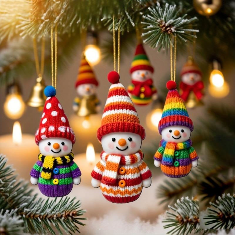16/32 Stück Bunter Gestrickter Holz-Schneemann Hängender Schmuck Weihnachtsbaum Dekoration Für Kaminsimse Tür Feiertagsdekoration