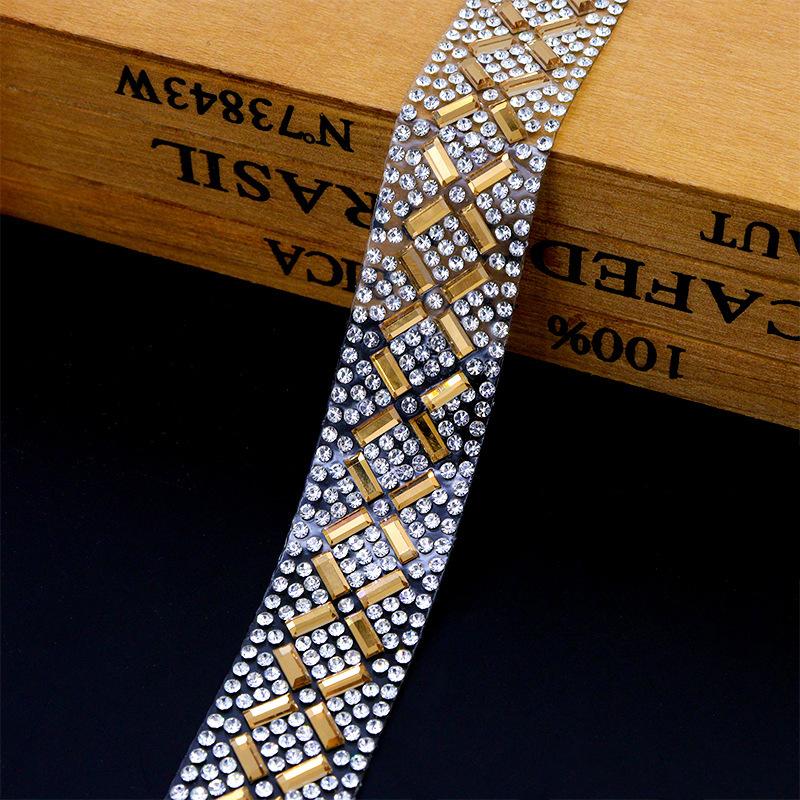 Hot Fix Ribbon Diy Hot-Melt Adhesive Diy Decoration Crystal Ribbon For Belt Embellishment Clothing Decoration Bridal