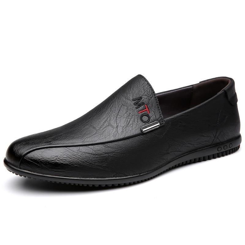 Men's casual leather shoes soft leather soft-soled work shoes cover feet pedal Doudou shoes trendy British men's shoes
