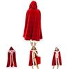 Cozy Dark Red Mrs Santa Claus Fancy Dress Cape With Luxurious White Fur Detailing