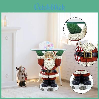 Festive Santa Claus Waiter Tray Sculpture Charming Resin Figurine For Christmas Decor