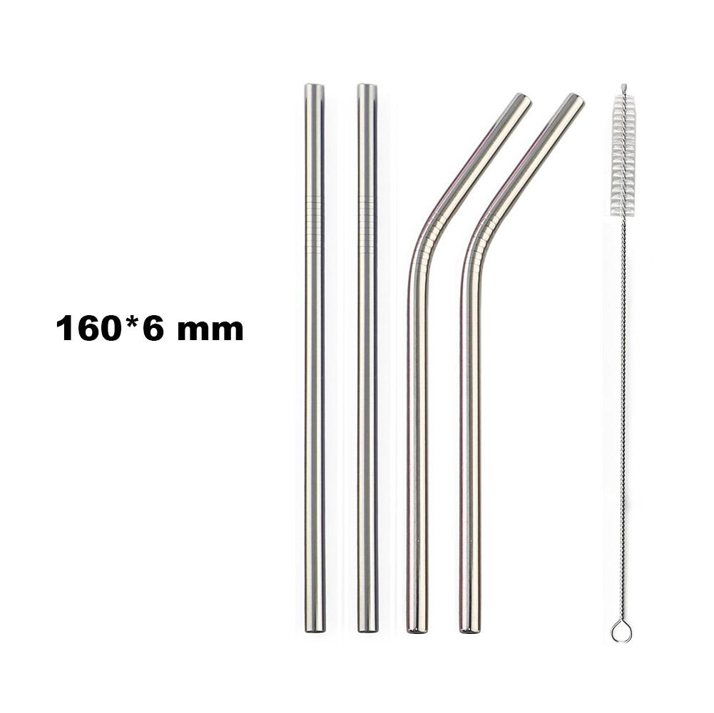 Fruit Juice Straws Mini 160mm Short Rainbow Stainless Steel Metal Straws Straight Bend Reusable Drinking Small 4Straw 1prush