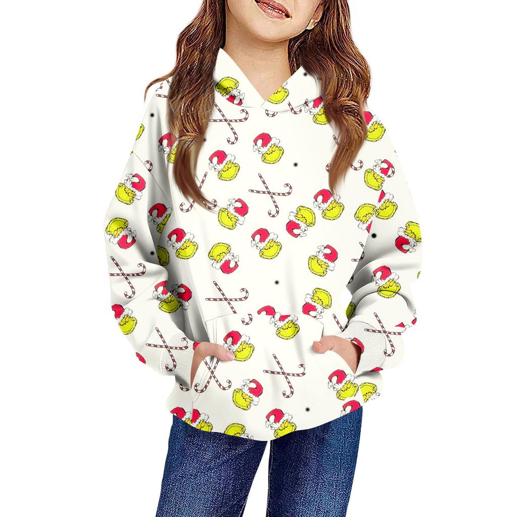 Children's Long-sleeved Loose-fitting Pullover Hoodie With Drawstring And Solid Color