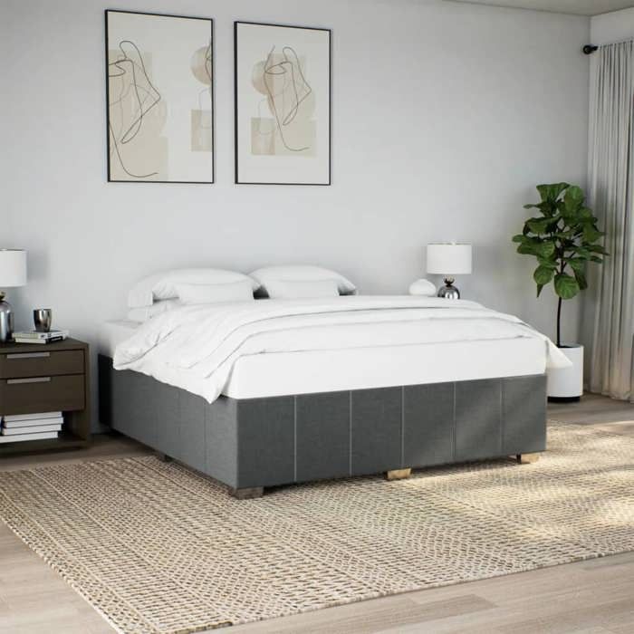 VidaXL Cadre de lit sans matelas gris foncé 200x200 cm tissu 3284861