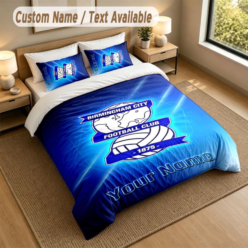 Bedding Set 1 Duvet Cover 2 Pillowcases BIRMINGHAM CITY Football Print Soft Bed Linen Bedroom Decor