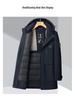 Men's Mid-Length Fitted Down Jacket with Detachable Liner - Business Casual Winter Wear