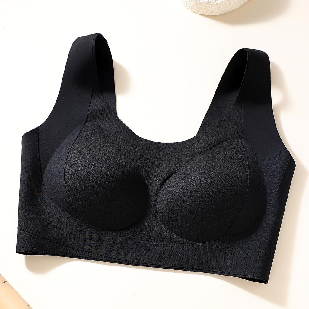 Women Seamless Breathable Thin Wireless Push Up Vest Style Plus Size Daily Bra