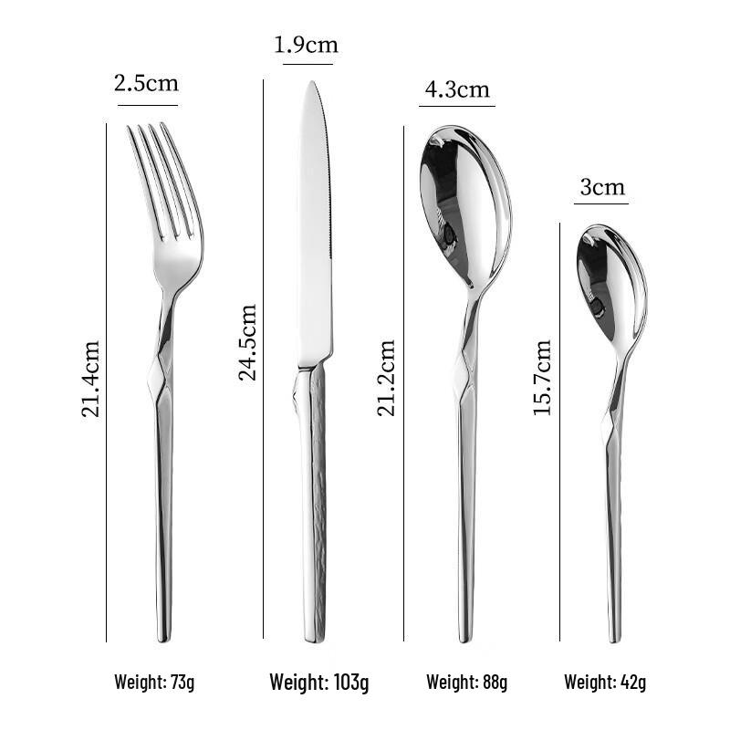 Abay 304 Stainless Steel Silver Stone Pattern Cutlery Set