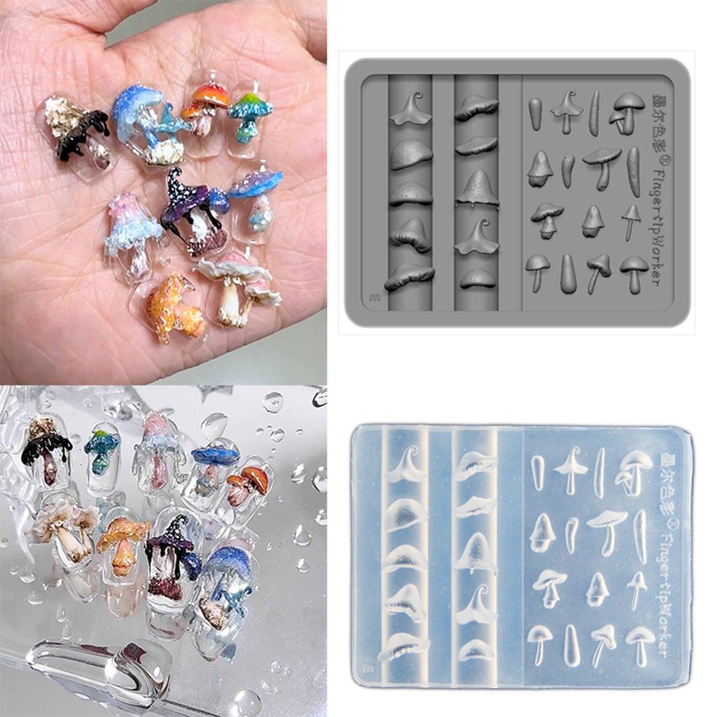 Nail Art Silicone Stamp Mold for Party and Salon Mushroom Shaped Manicure Mould Embossed Nail Stencils for Women