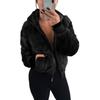 Women Bunny Fur Hooded Jacket Short Coat for Autumn Winter Female Fashion Outerwear