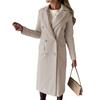 Jachetă Tren Loose Toamnă Iarnă Femei Top Ele Fashion Mânecă Lungă Guler Rever Buzunar Dublu Nasturi Palton Lung