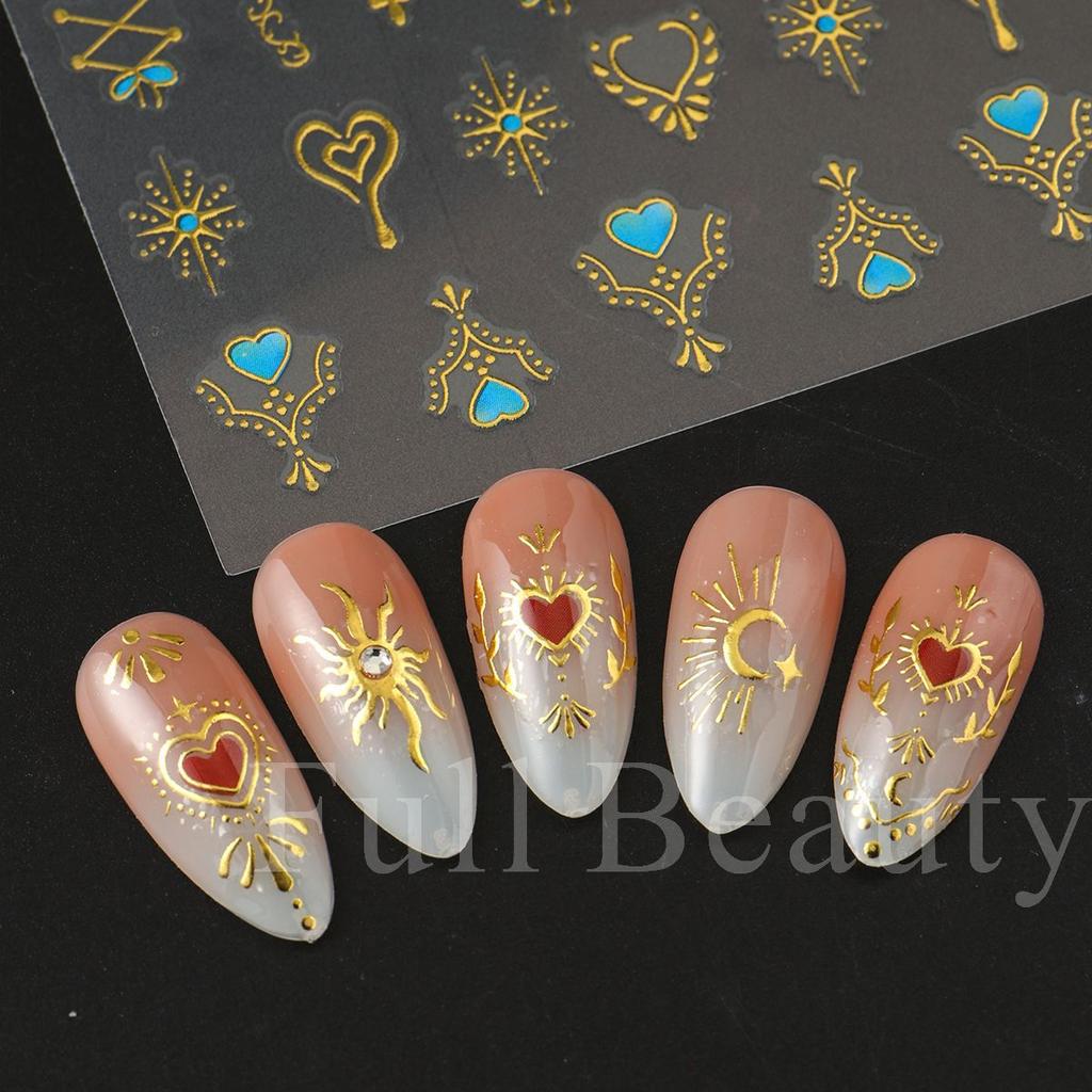 New Nail Art Stickers 6-piece Set Bronzing Bohemian Totem Love Stickers