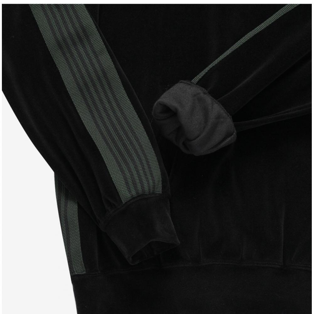 Needles Pu279 C blaCk Velour traCk Hoodie For Men