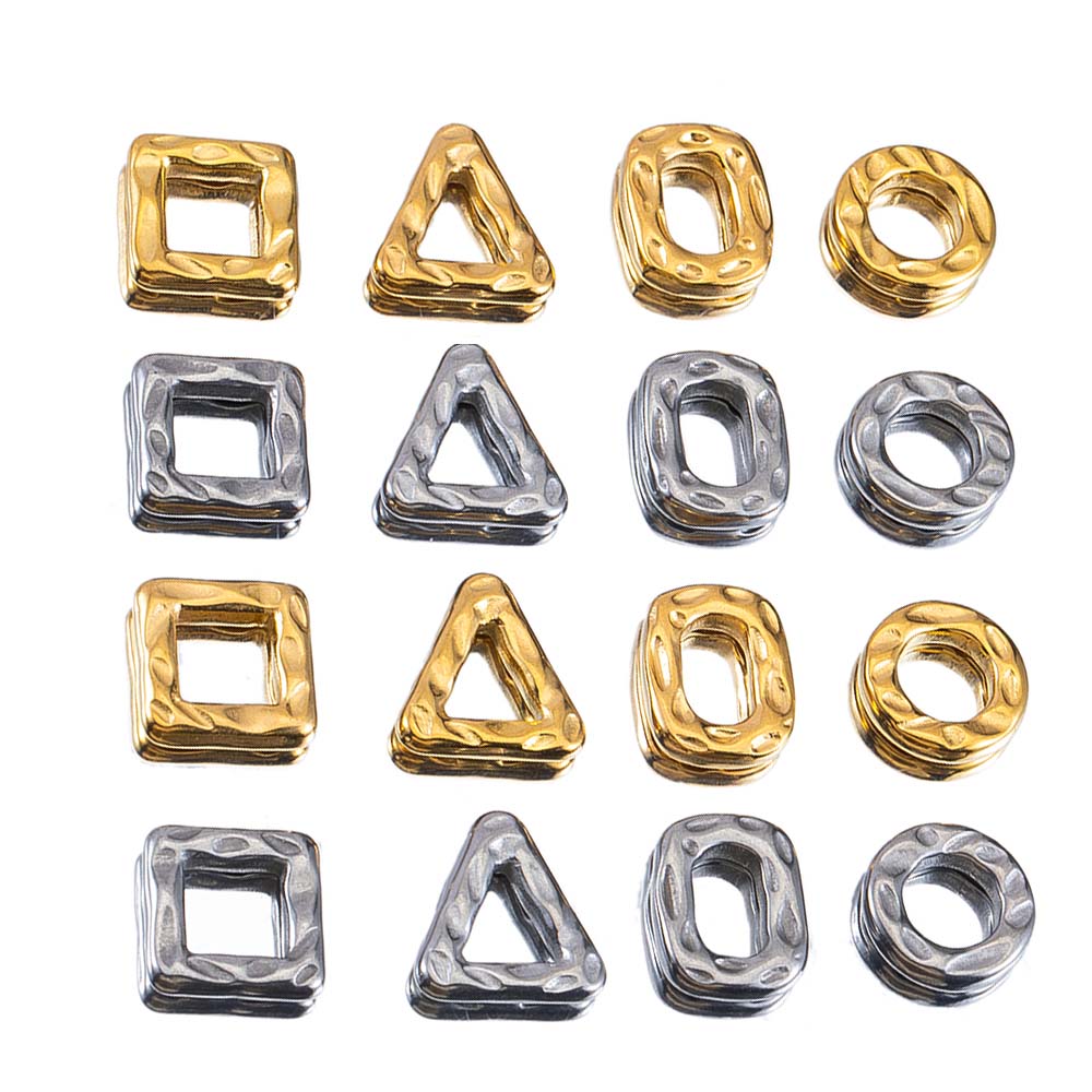 5pcs Stainless Steel Hollow Square Heart Round Charms Stone Texture Pendants for DIY Jewelry Findings Necklace Earrings Supplies