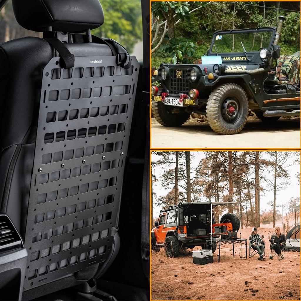 Car Seat Organizer Multifunctional Adjustable Tactical Seat Back Mesh Organizer Tactical Molle Panel Car Interior Accessories