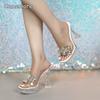 12CM Damen High Heels Transparente PVC-Sandalen mit Absatz Strass-Plateau-Schuhe für Damen Mode Party Tacones Große Größen 34-43