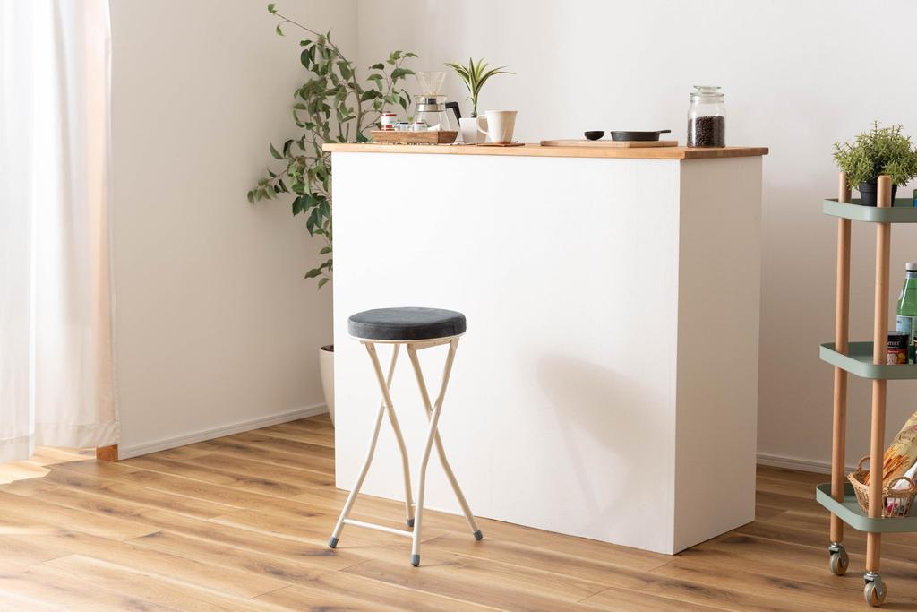 Azumaya-kk Folding High Stool PC-34DGY W30 X D31.5 X H60 (Folded: W30 X D9 X H80)