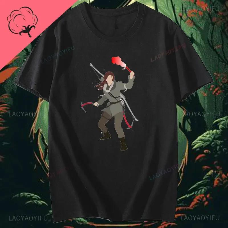 Tomb Raider Lara Croft Unisex Printed Cotton Tshirt Action Adventure Game Fan Graphic Tee Streetwear Casual Top For Gamers