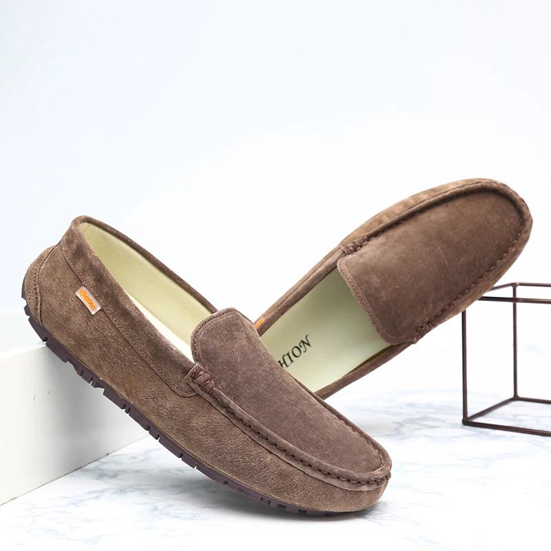 Schuhe im britischen Stil Herren Flache Slipper Lederschuhe Lässige Herrenschuhe Fahrmokassins Weiche Slipper Wildleder Klassisches Schuhwerk