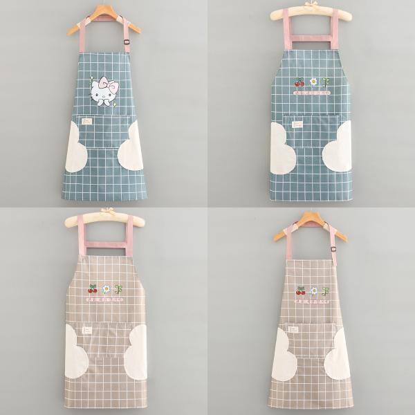 Apron Home Kitchen Waterproof Oil Resistant No Wash Sleeveless Pockets Large