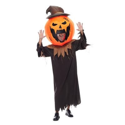 Adult Inflatable Pumpkin Costume Blow Up Halloween Scary Evil Pumpkin Head Wizard Suit Robe Set