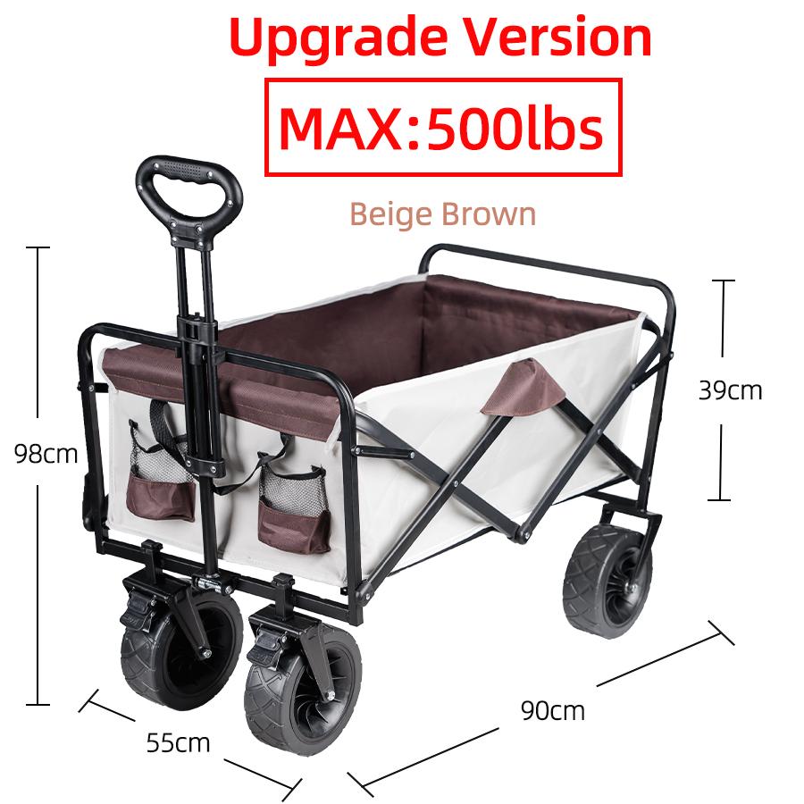 Collapsible Folding Utility Beach Cart Wagon Heavy Duty Large Capacity Fold Wagon Ourdoor Trolley Portable Garden Camping Cart