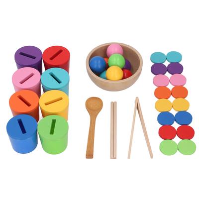 8 Colors Wooden Color Sorting Cup Game Toy Color Classification Cup Educational Toy for Kindergarten