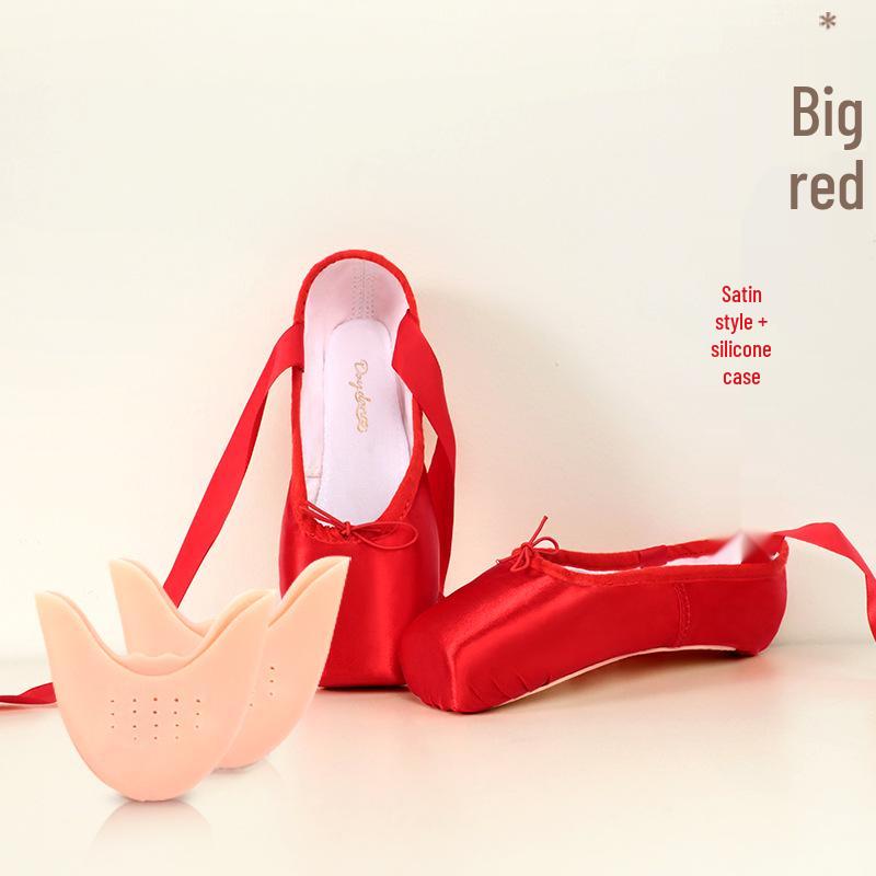 

Детские розовые атласные пуанты для начинающих с лентой - Жесткая подошва Взрослая обувь для танцевальной практики 31