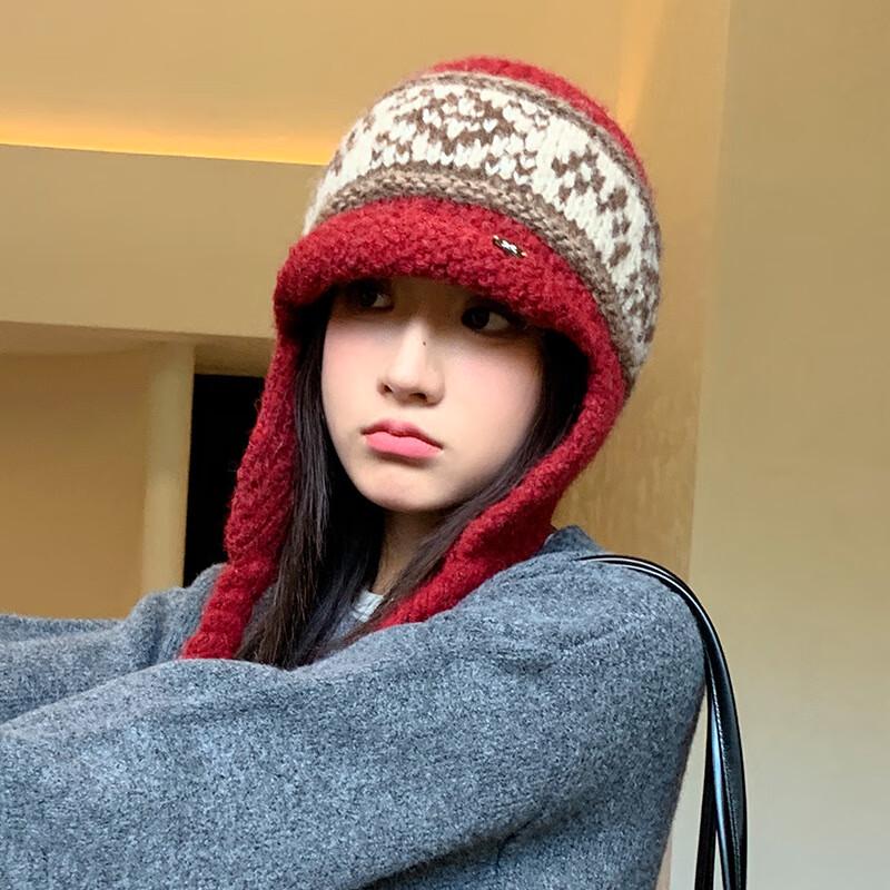 Women s Ethnic Plush Knitted Trapper Hat