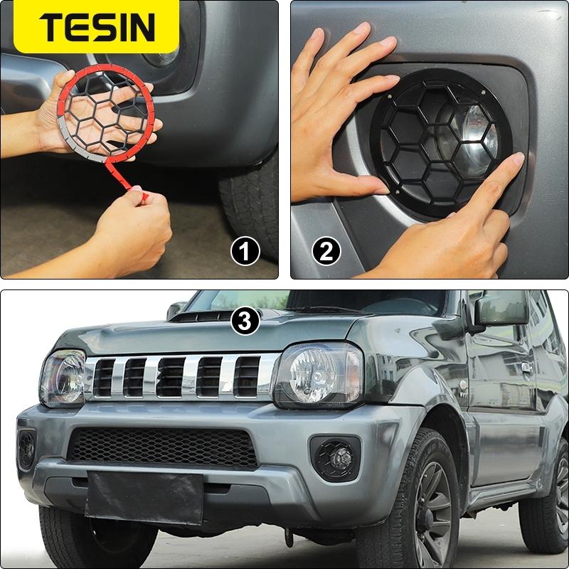 TESIN Car Front Fog Light Lamp Hoods Protector Cover For Suzuki Jimny 2012-2017 Foglight Decoration Guard Exterior Accessories
