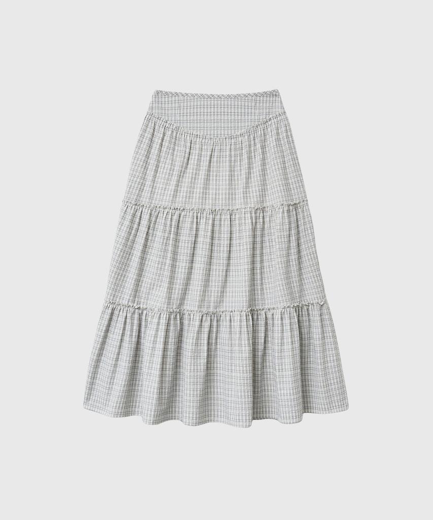 GENERALIDEA Shirred Tiered Long Skirt [Check] / Gf2Lsk511
