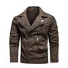 Men's Fashionable PU Leather Jacket with Lapel - European & American Style Outerwear