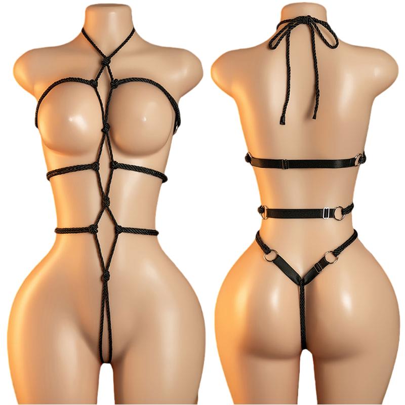 Women's Sexy Lingerie Erotic Backless Hanging Neck SM Bodysuit See Through Bra Lingerie Set Cosplay Hot Ultra-Thin Body Suit