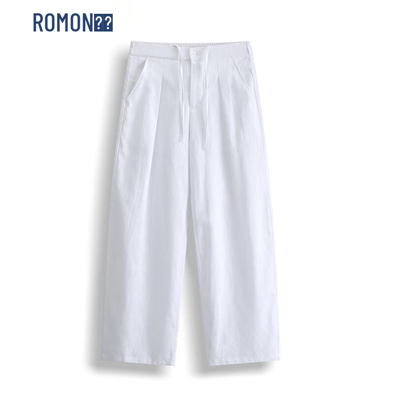 ROMON Men s Loose Fit Linen Blend Casual Pants 4XL