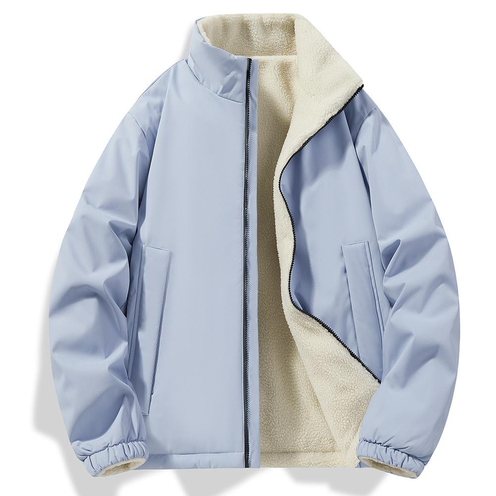 New Double-sided Cotton Jacket for Men and Women Couples for Winter Cotton Jacket for Thickened Velvet Lamb Velvet Cold-proof Jacket