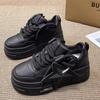 Damen Mode Schnür-Sneaker Rutschfeste Dicke Sohle Kunstleder Leicht Outdoor Bequem Laufschuhe Gehen Schuhe für Damen