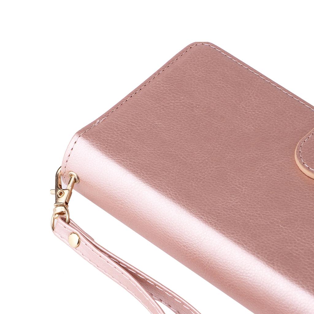 For Samsung Galaxy S24 FE Case Zipper Pocket PU Leather Phone Cover with Hand Strap