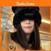 Elegant Plush Bear Knit Hat For Women Winter Warm Thick Fur Beanie Cap