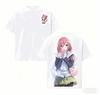 Stijlvol Wit "The Quintessential Quintuplets" Miku Casual Katoenen T-shirt met Korte Mouwen