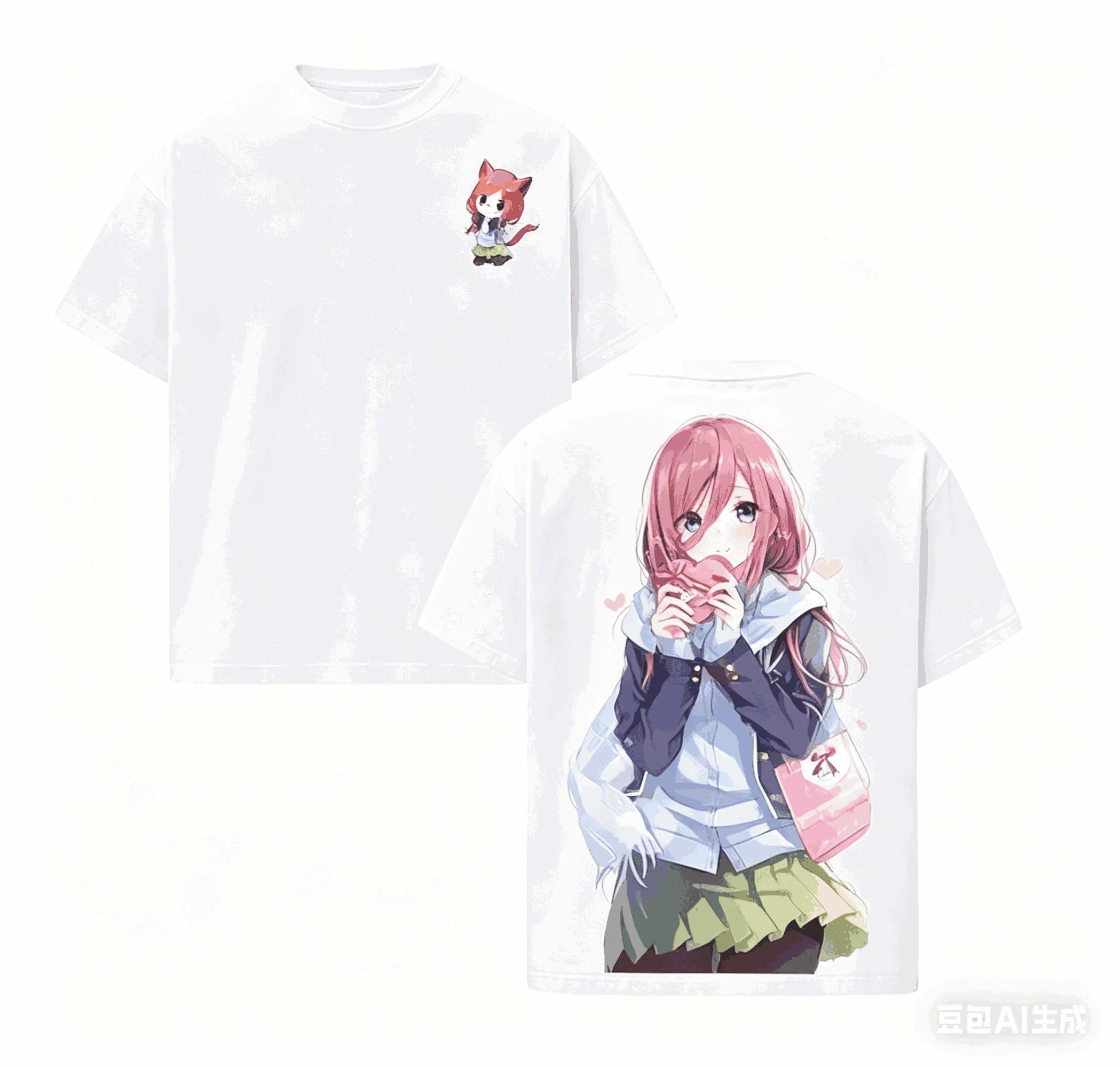 

Stylish White The Quintessential Quintuplets Miku Casual Cotton Short-Sleeve T-Shirt 4XL